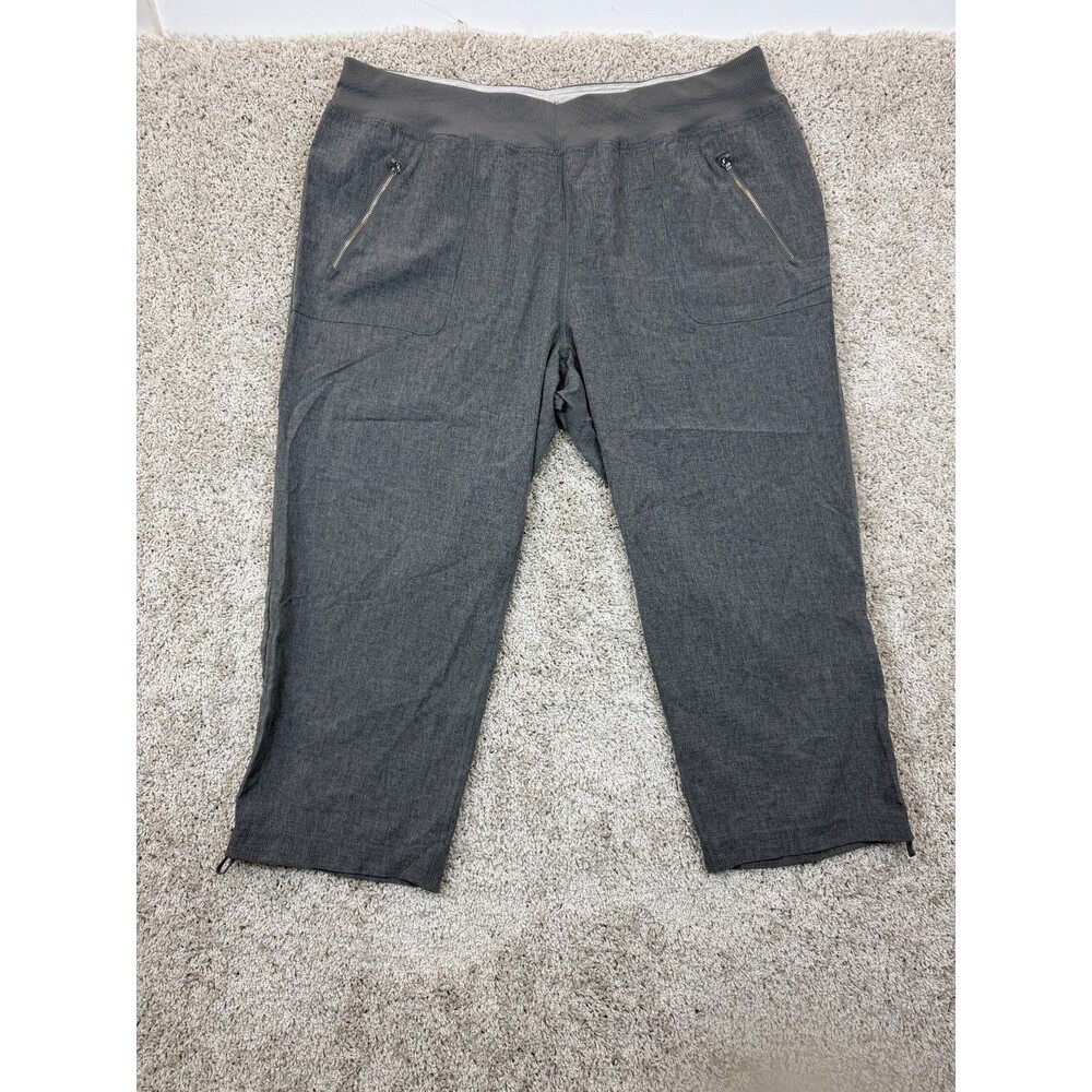 Calvin Klein Performance Womens XL Gray Stretch Capri Pants Zip Pockets Pull On